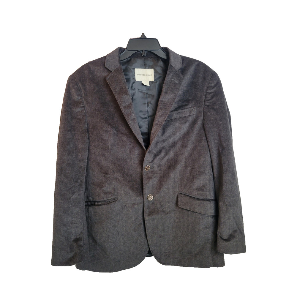 Pronto Uomo Gray Velvet 2-Buttons Business Formal Suit Jacket Men's Size Medium